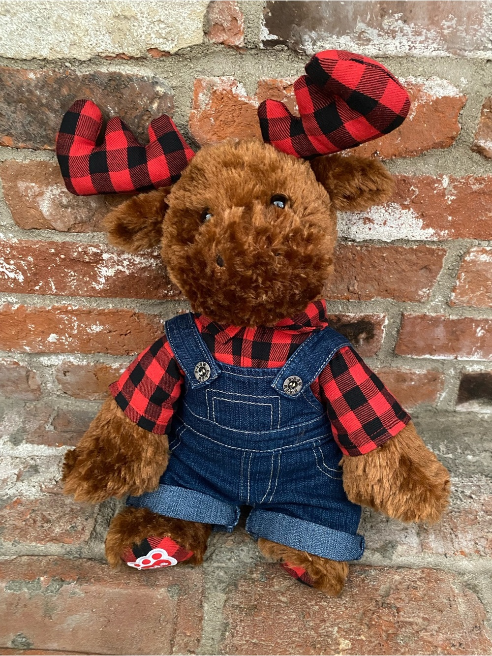 Build A Bear Winter Wishes 2022 Moose Red Black Buffalo Plaid Christmas Plush BA